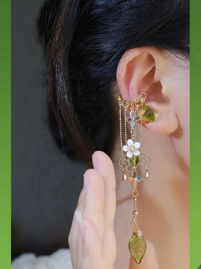 Ear Cuff Green Pearl Tassel - prestigepearls