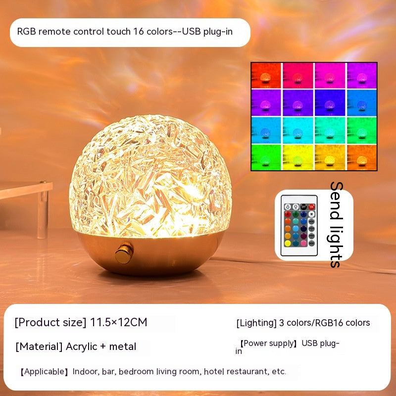 New Water Ripple Projector Night Light Crystal Mood Lamp Bedside Home Bedroom Decoration Aesthetic Christmas Gift Sunset Lights - prestigepearls