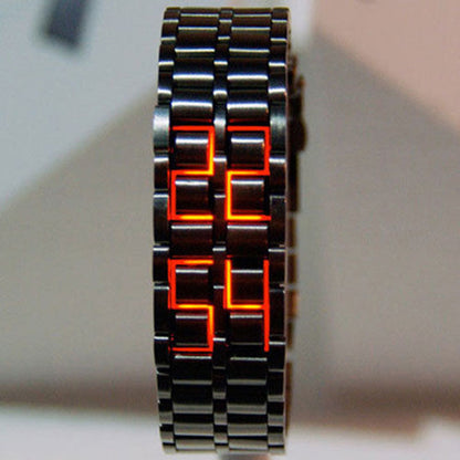 BlazeMetal _Fashion Black Full Metal Digital Lava Watch Men PrestigePearls