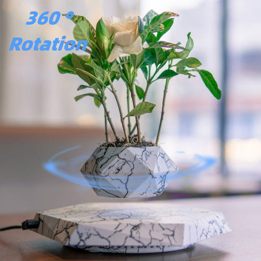 Aeroflora-Levitating Plant Pot Marble Color Floating Planter Magnetic Levitation Bonsai Pot Office Home Decoration Kids Birthday Gift Home Decor PrestigePearls