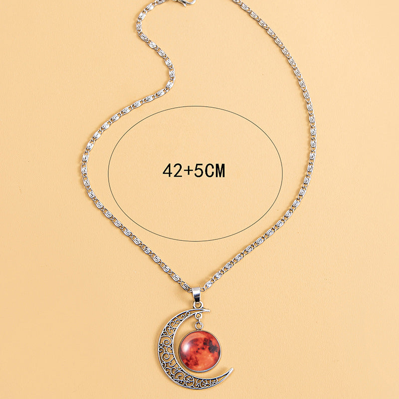 Fashion Glowing Red Luminous Moon Necklace PrestigePearls