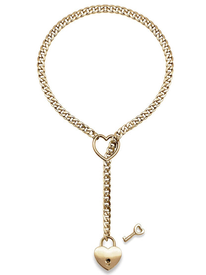 New chock and key 2024 necklace, Slip Chain Necklace Heart O-Ring Rock Cuban Long Necklace PrestigePearls