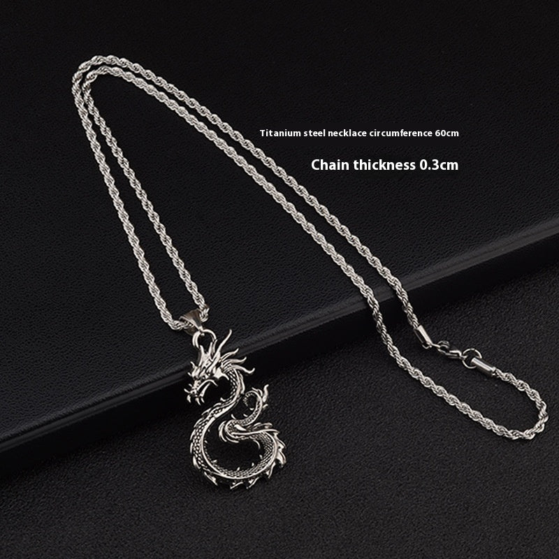 Fashion Jewelry Dragon Sword Pendant Necklace Paved Black Color Jewelry For Men Boy Christmas Gifts PrestigePearls