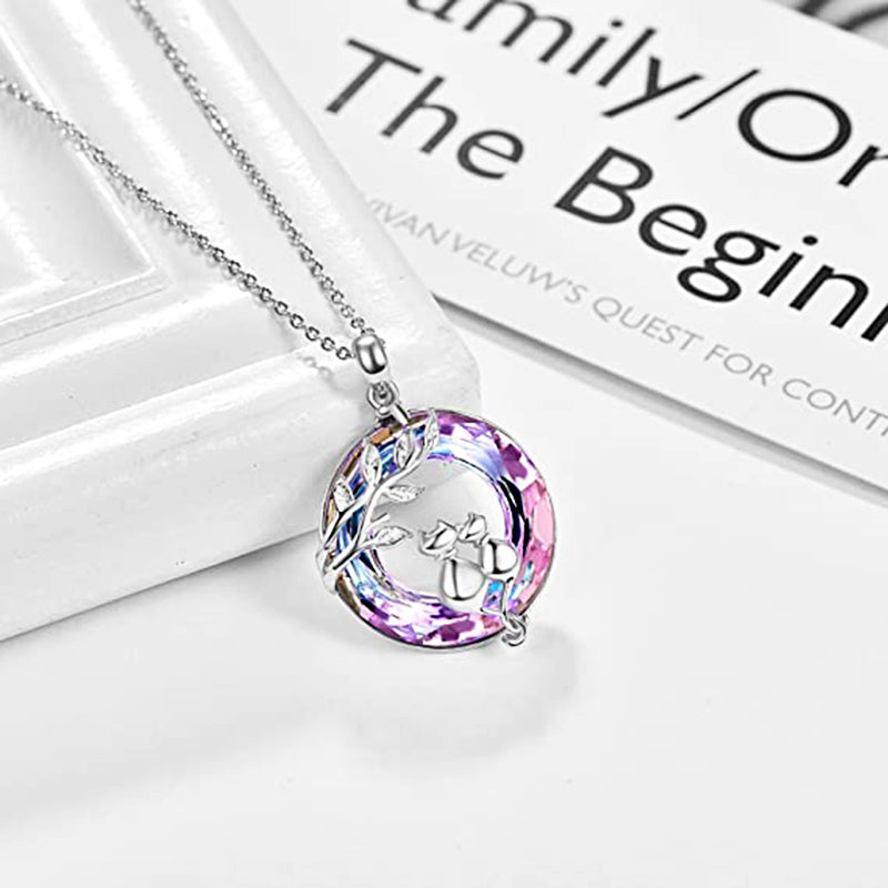 Fashion Purple Crystal Cat Necklace For Women Girls Cute Kitty Kitten Pendant PrestigePearls