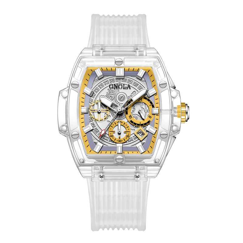 ONOLA 6819--Luminescent men's watch with transparent case PrestigePearls