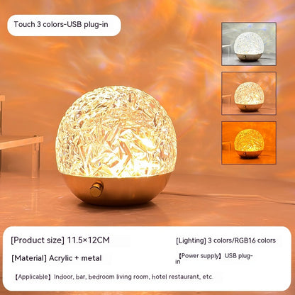 New Water Ripple Projector Night Light Crystal Mood Lamp Bedside Home Bedroom Decoration Aesthetic Christmas Gift Sunset Lights - prestigepearls