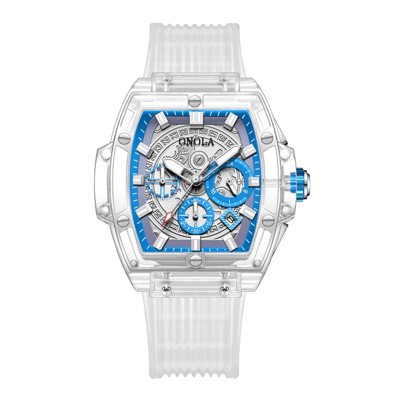 ONOLA 6819--Luminescent men's watch with transparent case PrestigePearls