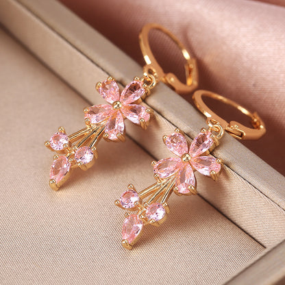 Fashion OL Copper Inlaid Zircon Flower Earrings PrestigePearls