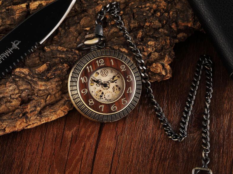 Large Flip Mechanical Pocket Watch Roman Carved Hollow PrestigePearls