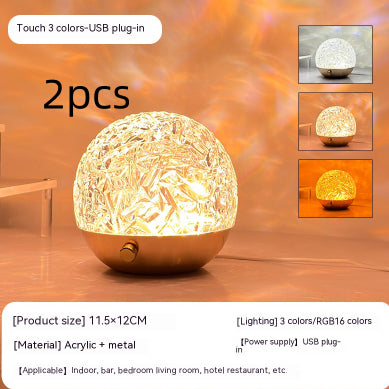 New Water Ripple Projector Night Light Crystal Mood Lamp Bedside Home Bedroom Decoration Aesthetic Christmas Gift Sunset Lights - prestigepearls