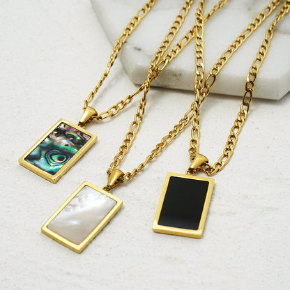 Rectangle Shell Rectangle Natural Shell Color Abalone Gold Necklace PrestigePearls