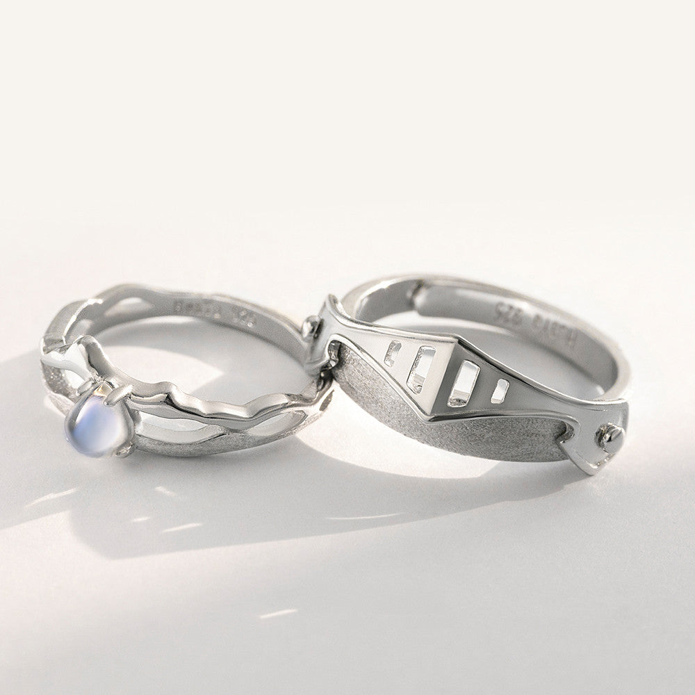 Blue Light Moonstone Rings Lovers' Romantic Ring - prestigepearls