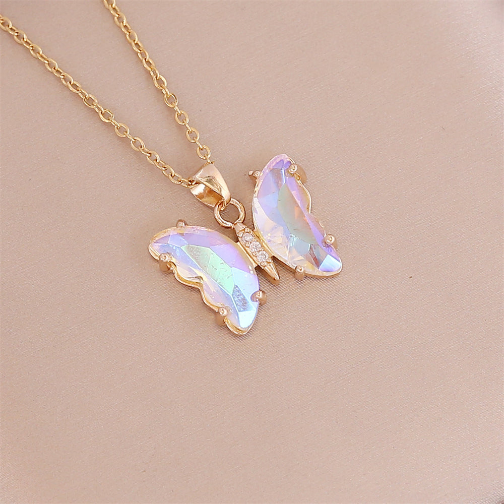 Gradient Butterfly Necklace Women's Fashion Pendant Necklace Clavicle Chain PrestigePearls