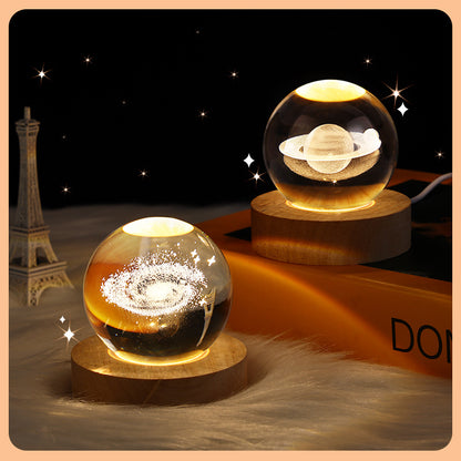 Luminous Starry Sky And Planets Moon Moon Crystal Ball Small Night Lamp Projection Ambience Light Creative Gift New Strange Gift - prestigepearls