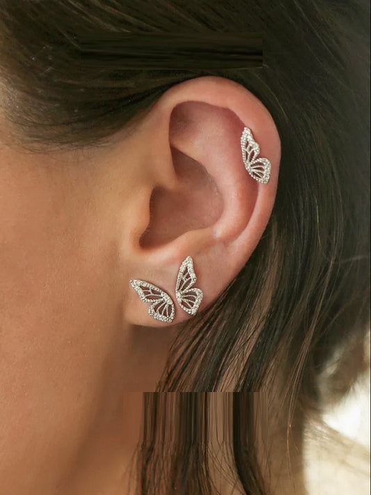 Women's Zircon Sterling Silver Butterfly Earrings PrestigePearls