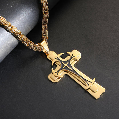 Fashion Jewelry Christian Trinity Latin Cross Necklace For Men Stainless Steel Three Layers Cross Pendants Necklaces Jewelry Gift PrestigePearls