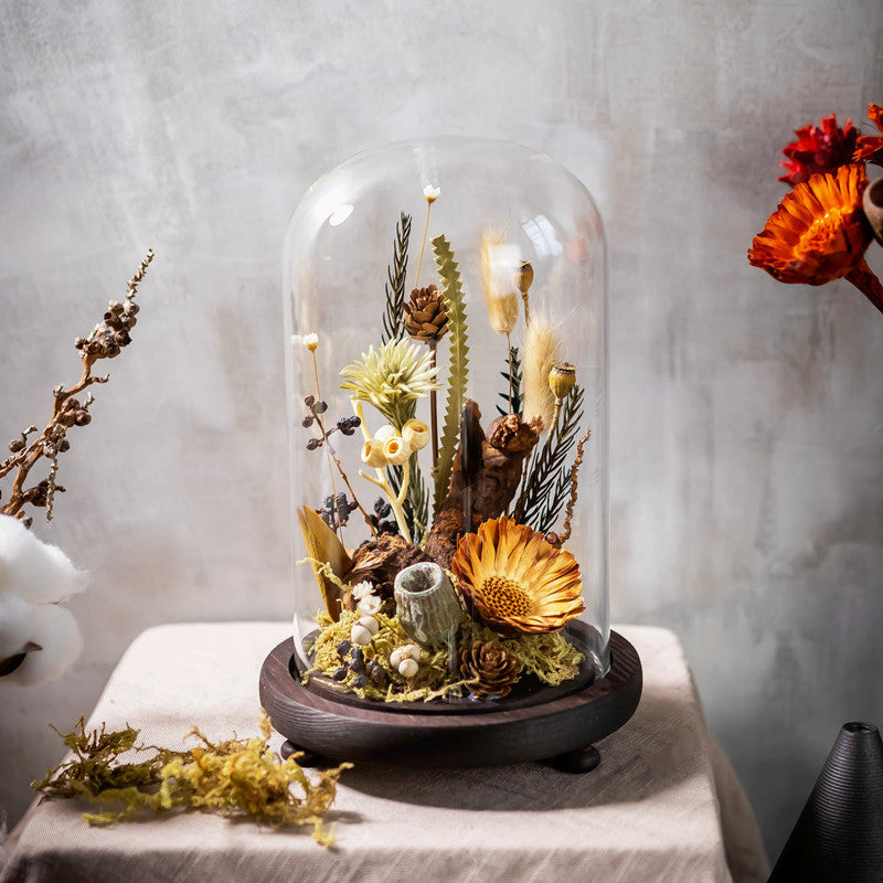 Floralium-Handmade Plant Dried Flower Flower Micro Landscape Glass Cover Home Furnishings PrestigePearls