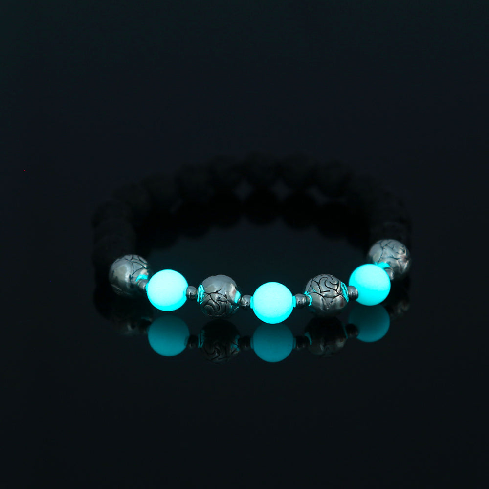 NightGlow Volcanic Bracelet _ Black Volcanic Stone Bracelet Luminous Bead Bracelet PrestigePearls