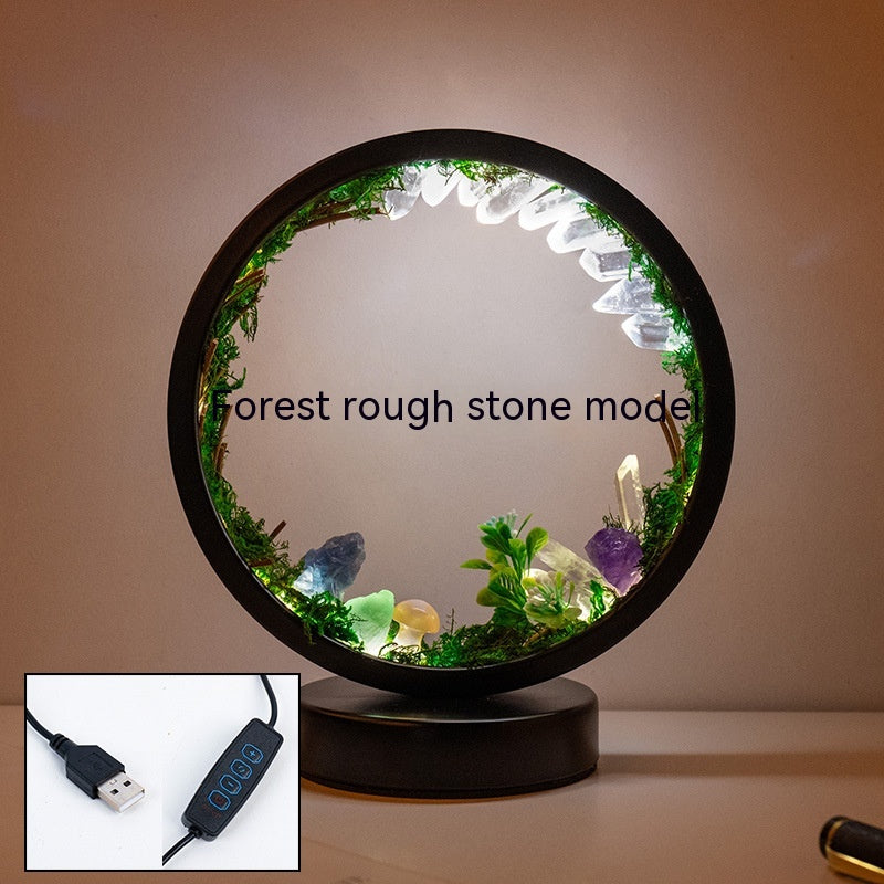 Natural Crystal Stone Forest Ecological Atmosphere Round Night Light - prestigepearls