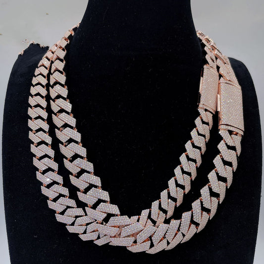 Luxe Moissanite Cuban Chain__ Moissanite Cuban Link Chain Necklaces S925 Silver PrestigePearls