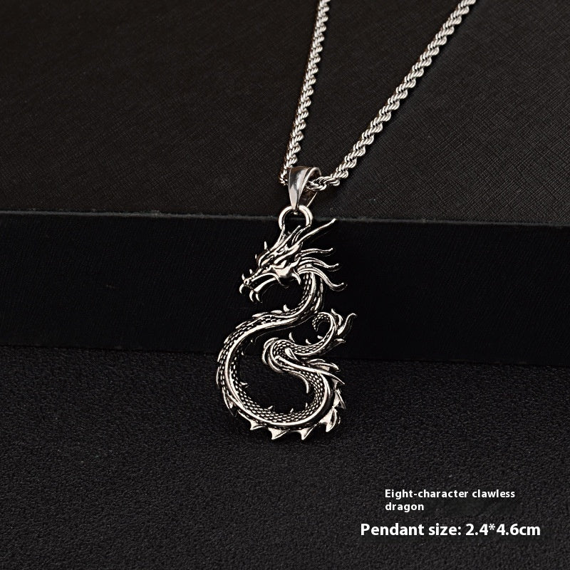 Fashion Jewelry Dragon Sword Pendant Necklace Paved Black Color Jewelry For Men Boy Christmas Gifts PrestigePearls