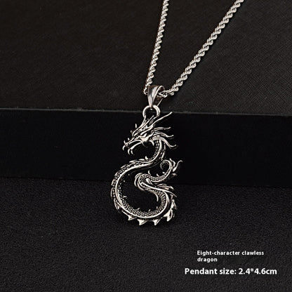 Fashion Jewelry Dragon Sword Pendant Necklace Paved Black Color Jewelry For Men Boy Christmas Gifts PrestigePearls