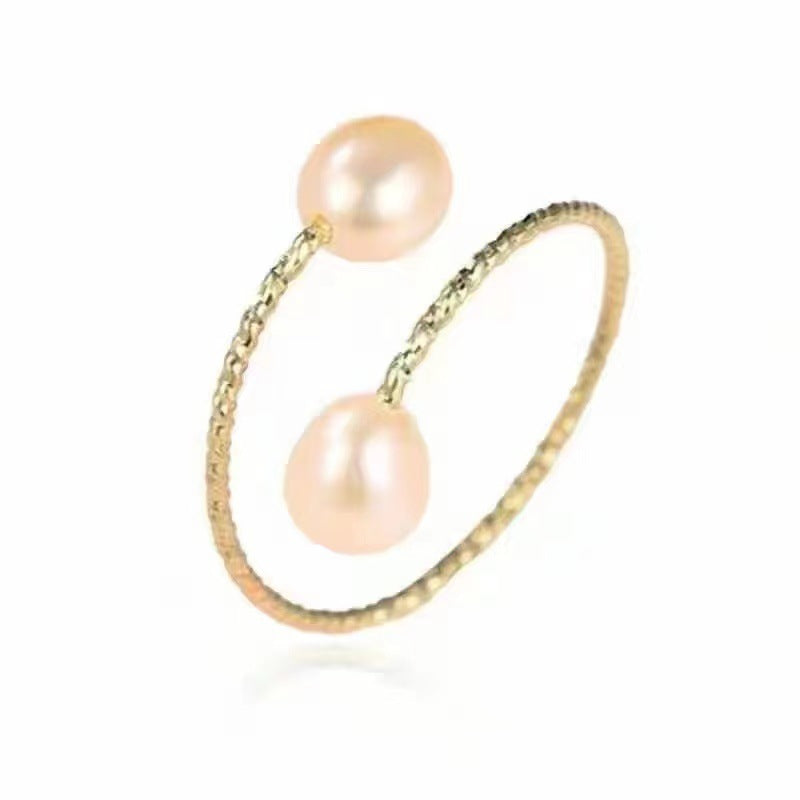 18k Gold Pearl Elastic Rings Au750 Color Gold Adjustable PrestigePearls