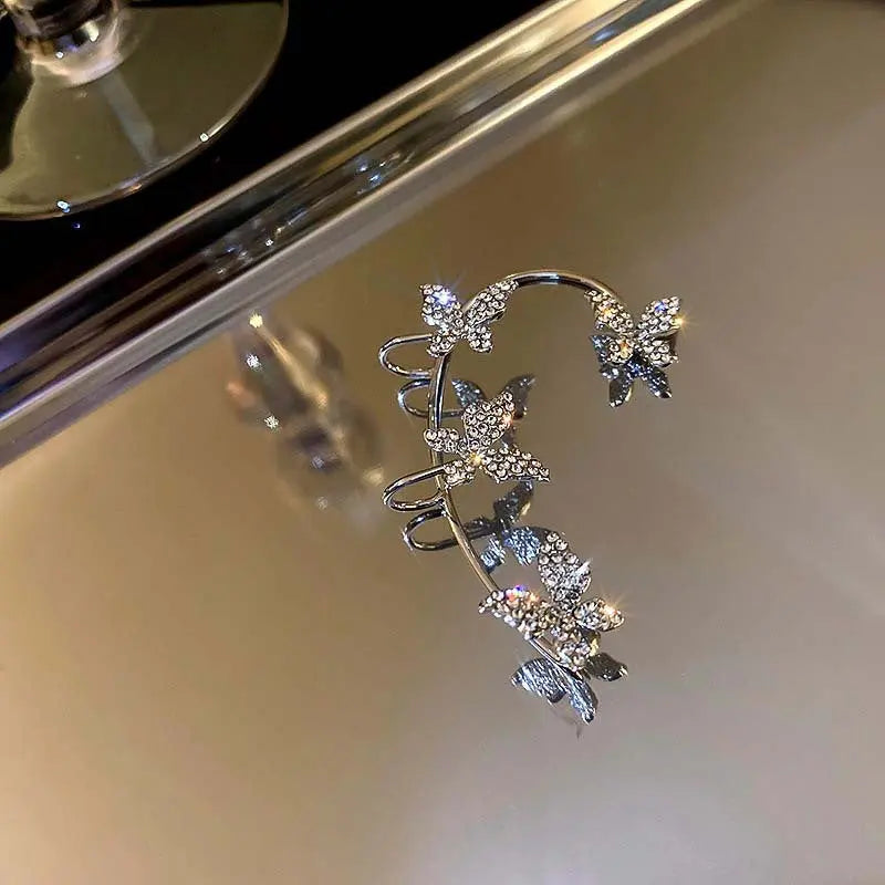 Korea Diamond Butterfly Ear Hook Without Pierced Bone Clip - prestigepearls