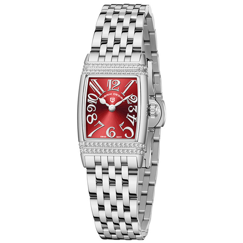 Women's Fashion Shell Face Square Quartz Watch With Diamonds PrestigePearls