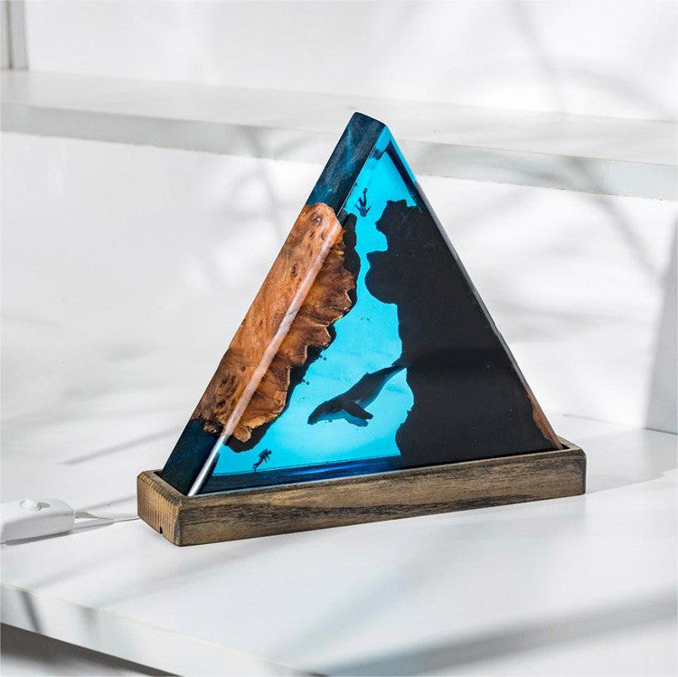 Wooden Resin Triangle Creative Ocean Style Small Night Lamp PrestigePearls