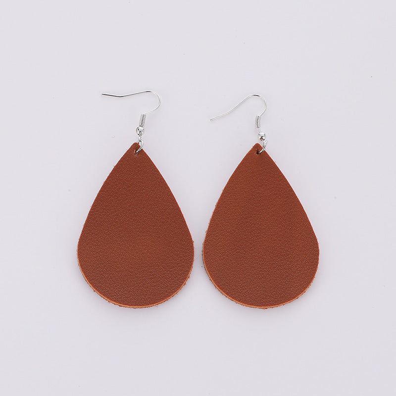 Leaf Drop PU Artificial Leather Earrings PrestigePearls