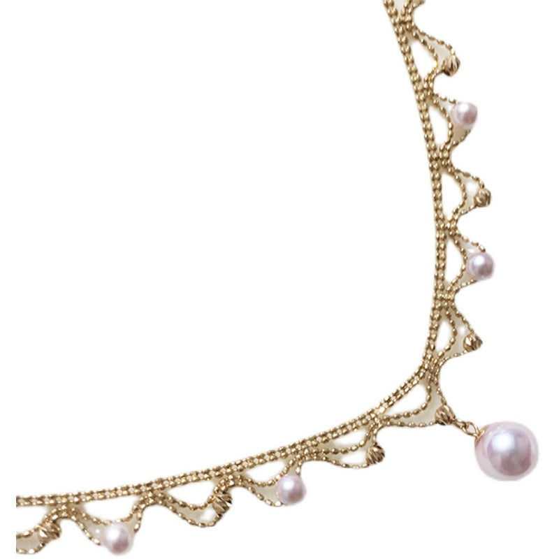 Aurora Japanese 18k Gold Lace Pearl Necklace PrestigePearls