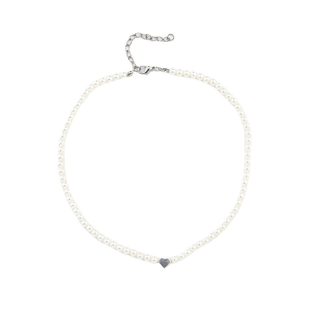 Lovelace Pearl Heart Necklace__ Pearl Heart Clavicle Chain Necklace PrestigePearls