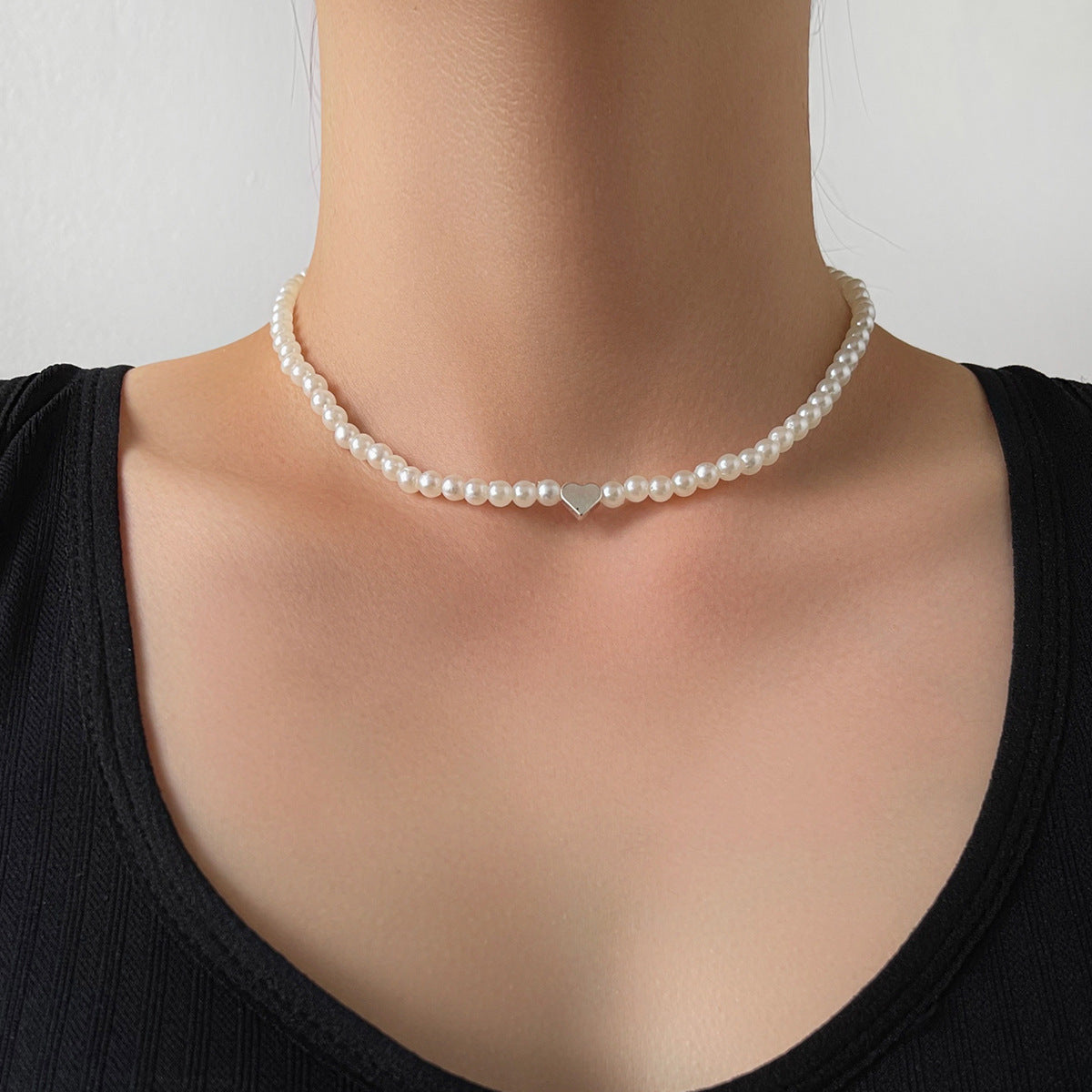 Lovelace Pearl Heart Necklace__ Pearl Heart Clavicle Chain Necklace PrestigePearls