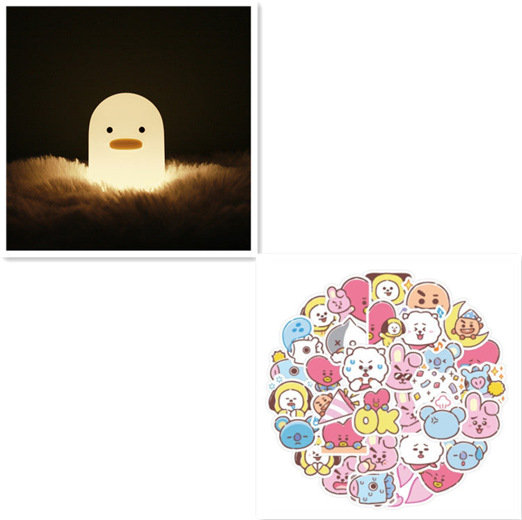 Nordic Cute Lovely Cartoon Dull Duck Led Night Light Silicone USB Charging NightLight Holiday Gifts Kids Room Bedside Bedroom - prestigepearls