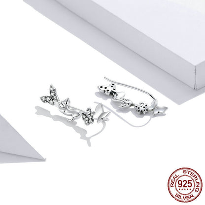 Women's Silver Cat Butterfly Zircon Earrings PrestigePearls