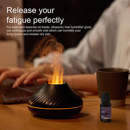 Newest RGB Flame Aroma Diffuser 130Ml 3d Colorful Flame Humidifier Fire Volcano Diffuser Flame - Prestige Pearls