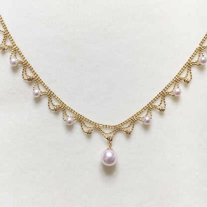 Aurora Japanese 18k Gold Lace Pearl Necklace PrestigePearls