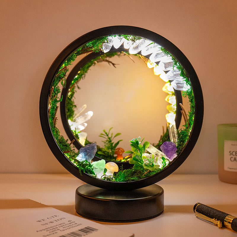 Natural Crystal Stone Forest Ecological Atmosphere Round Night Light - prestigepearls