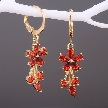 Fashion OL Copper Inlaid Zircon Flower Earrings PrestigePearls