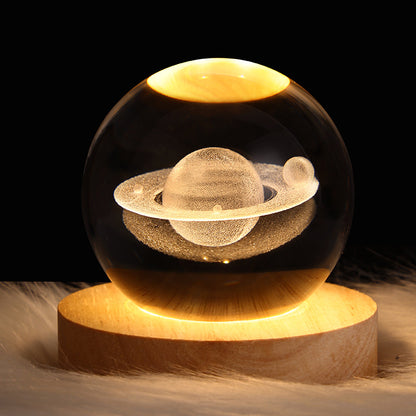 Luminous Starry Sky And Planets Moon Moon Crystal Ball Small Night Lamp Projection Ambience Light Creative Gift New Strange Gift - prestigepearls