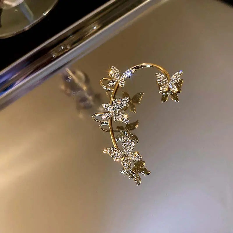 Korea Diamond Butterfly Ear Hook Without Pierced Bone Clip - prestigepearls