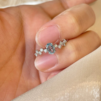 Women's Fashion Aquamarine Diamond Ring PrestigePearls