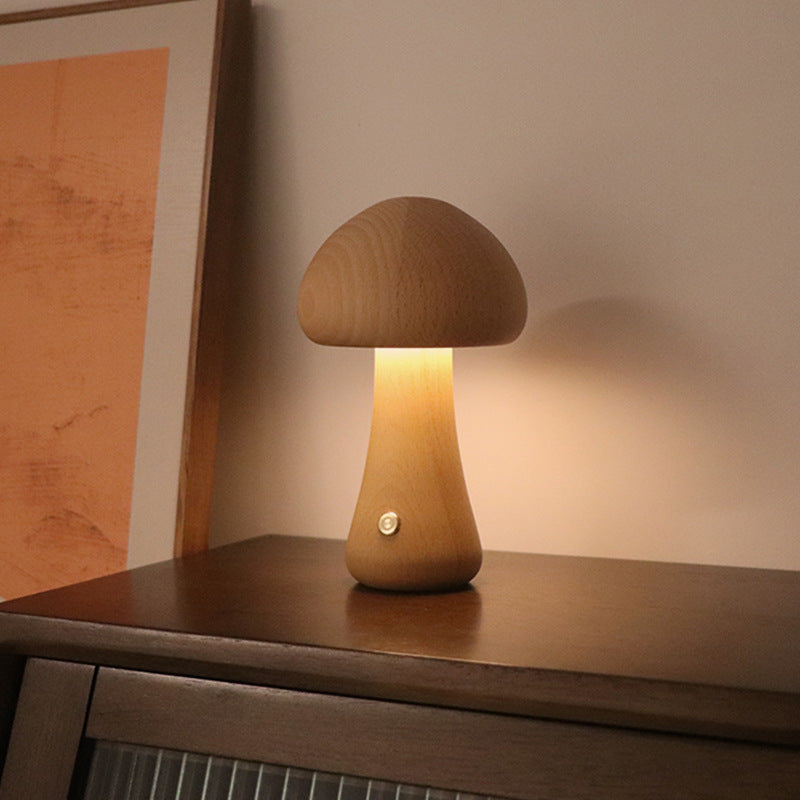 INS Wooden Cute Mushroom LED Night Light With Touch Switch  Bedside Table Lamp For Bedroom Childrens Room Sleeping Night Lamps Home Decor - prestigepearls