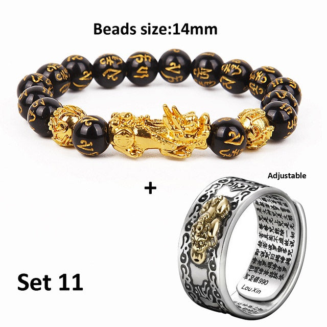 Unisex Chinese Feng Shui Pixiu Bracelet Ring - prestigepearls