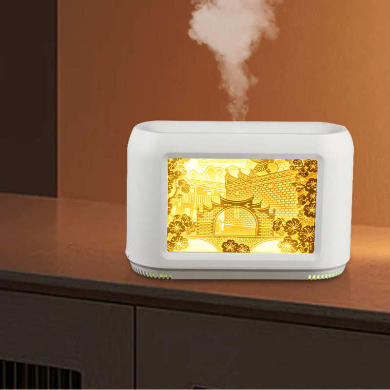 Paper-cut Light Box Humidifier 400ml Heavy Fog Home Decor - prestigepearls