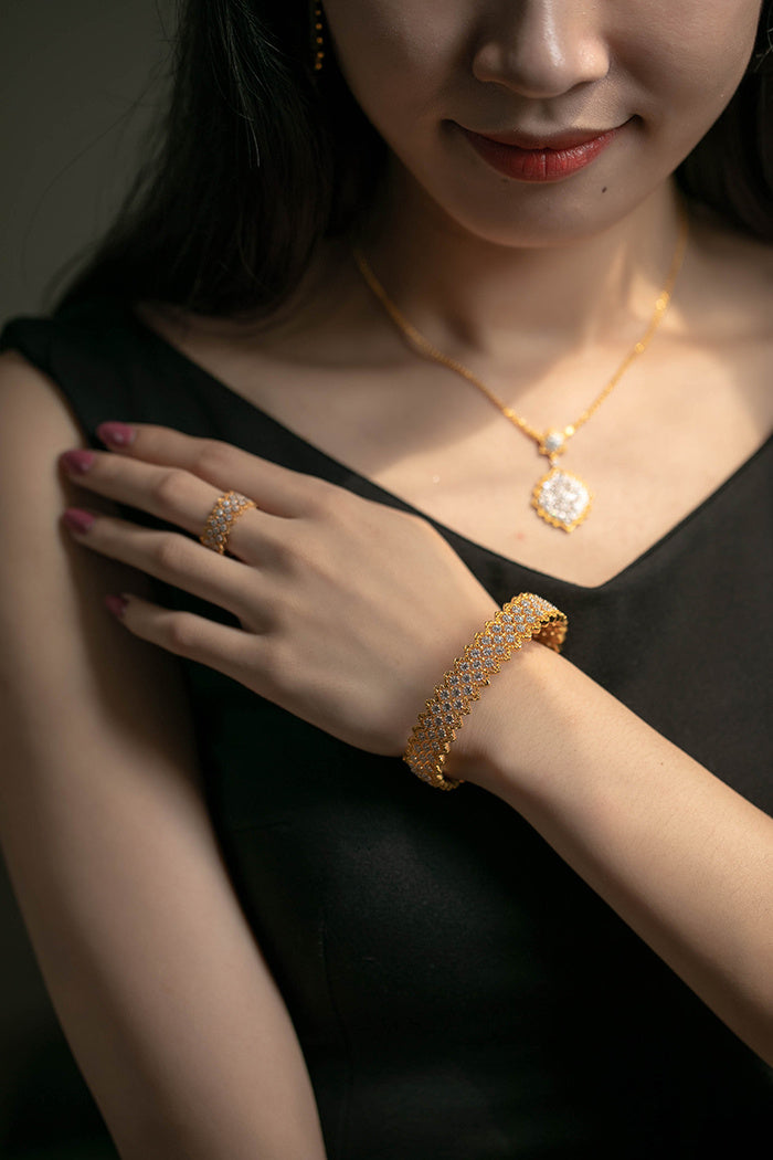 Gold Plated S925 Silver Fine Version Of The Lace Bracelet For Women PrestigePearls