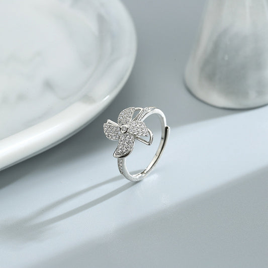 Luxury Cubic Zirconia Windmill Rings Rotating Fashion Jewelry For Women Creative Finger Spinning Ring - prestigepearls