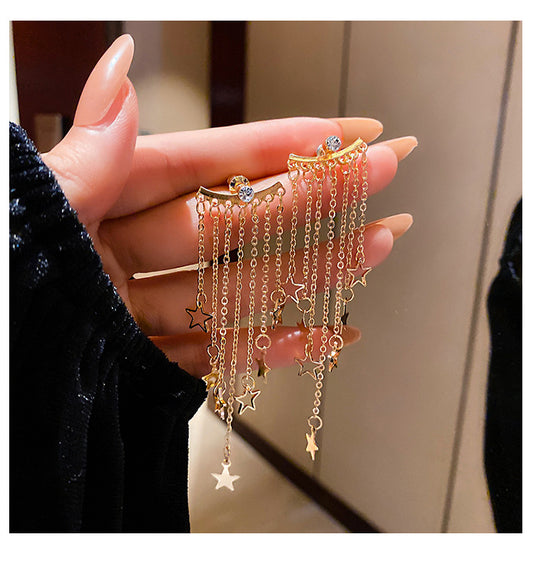 Fashion Simple Star Tassel Long Earrings PrestigePearls