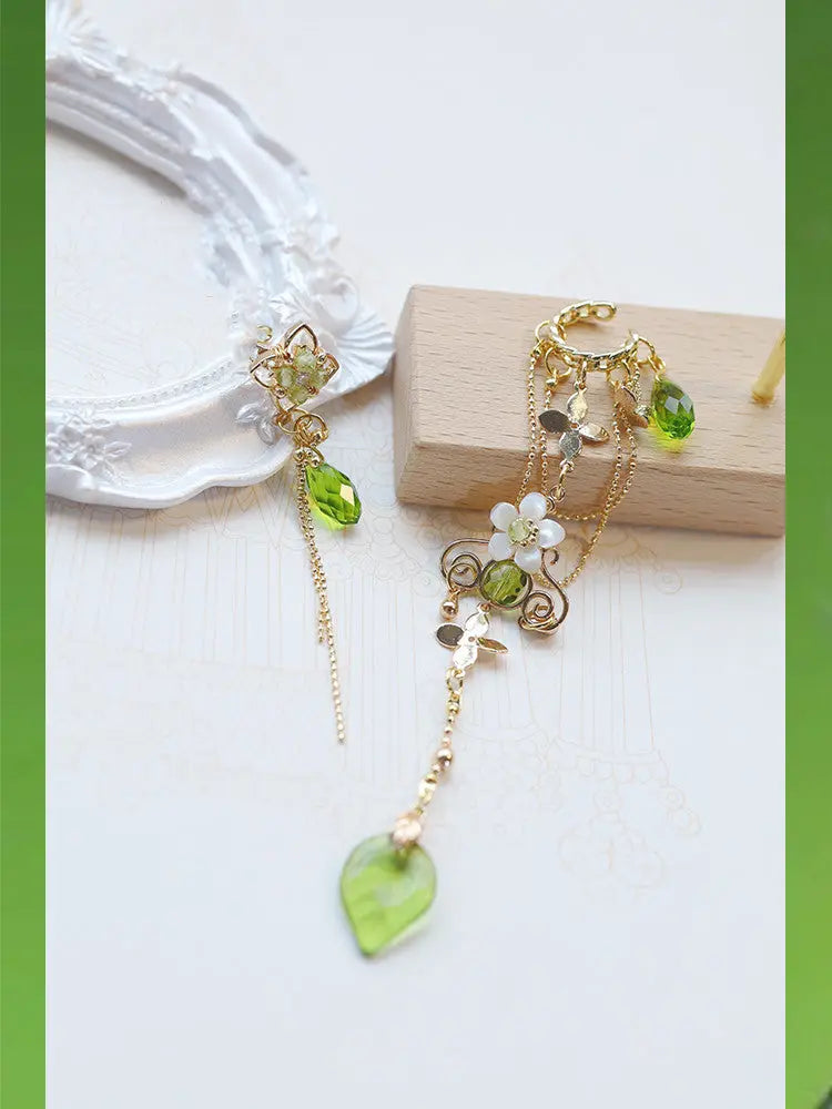 Ear Cuff Green Pearl Tassel - prestigepearls